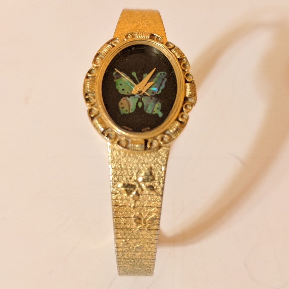 Helbros Vintage Stainless Steel Butterfly Watch